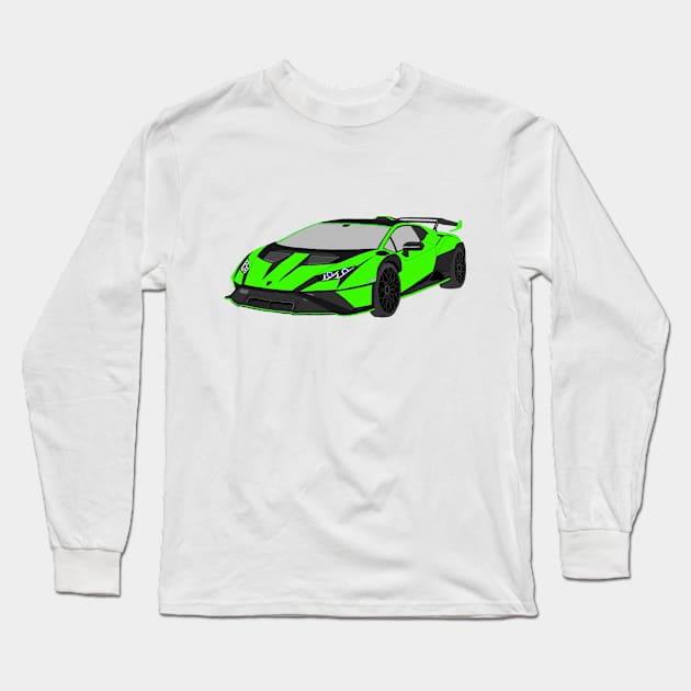 Lamborghini Huracan STO Selfmade car Green/Black Long Sleeve T-Shirt by Merlins Desings